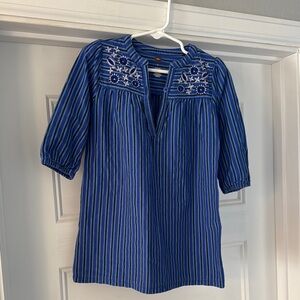 Blue Striped Embroidered Top tea collection size 3T